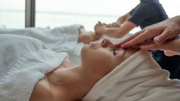 Estheticians providing facial services